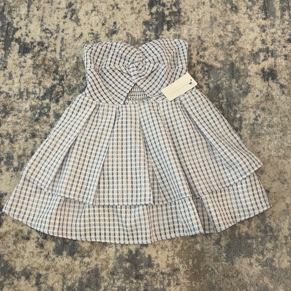 Blue gingham mini dress
